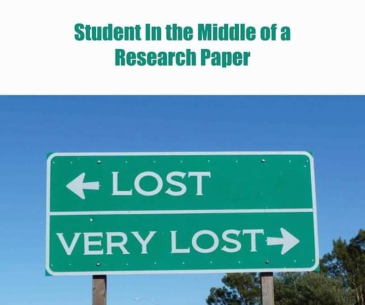 Illustration of what students undergo when they are thinking of writing a research paper format. Feeling lost and sometimes feeling very lost